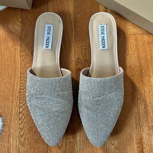 Steve Madden Traced Rhinestone Pointed Toe Slip-On Flat Mules